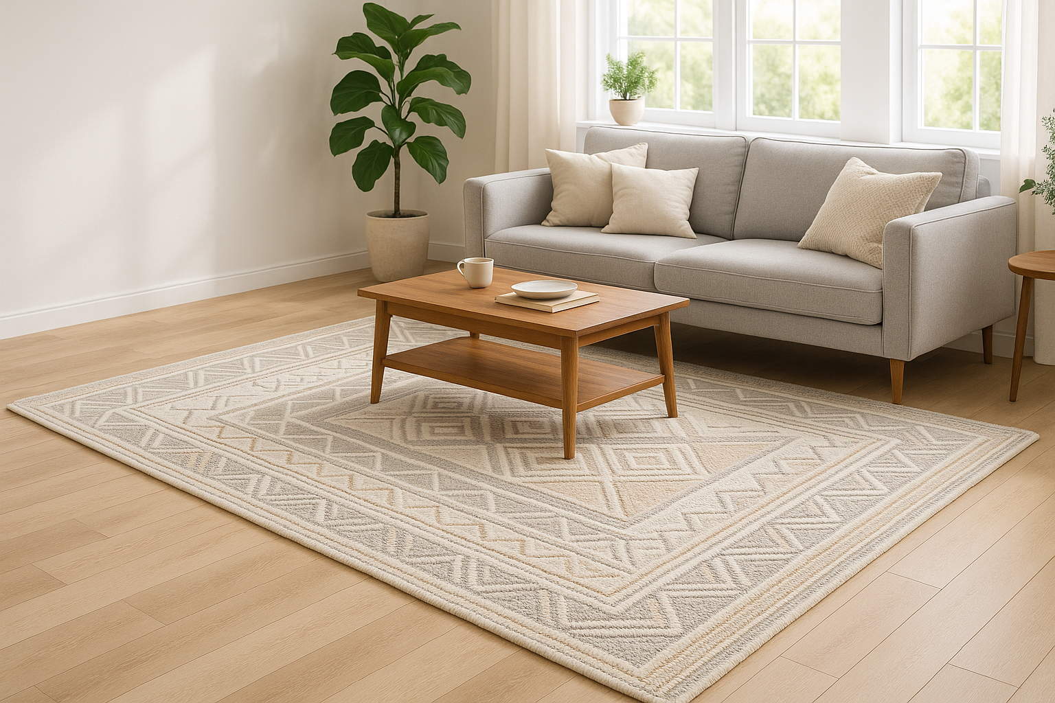 scandinavian style rug with living scenario